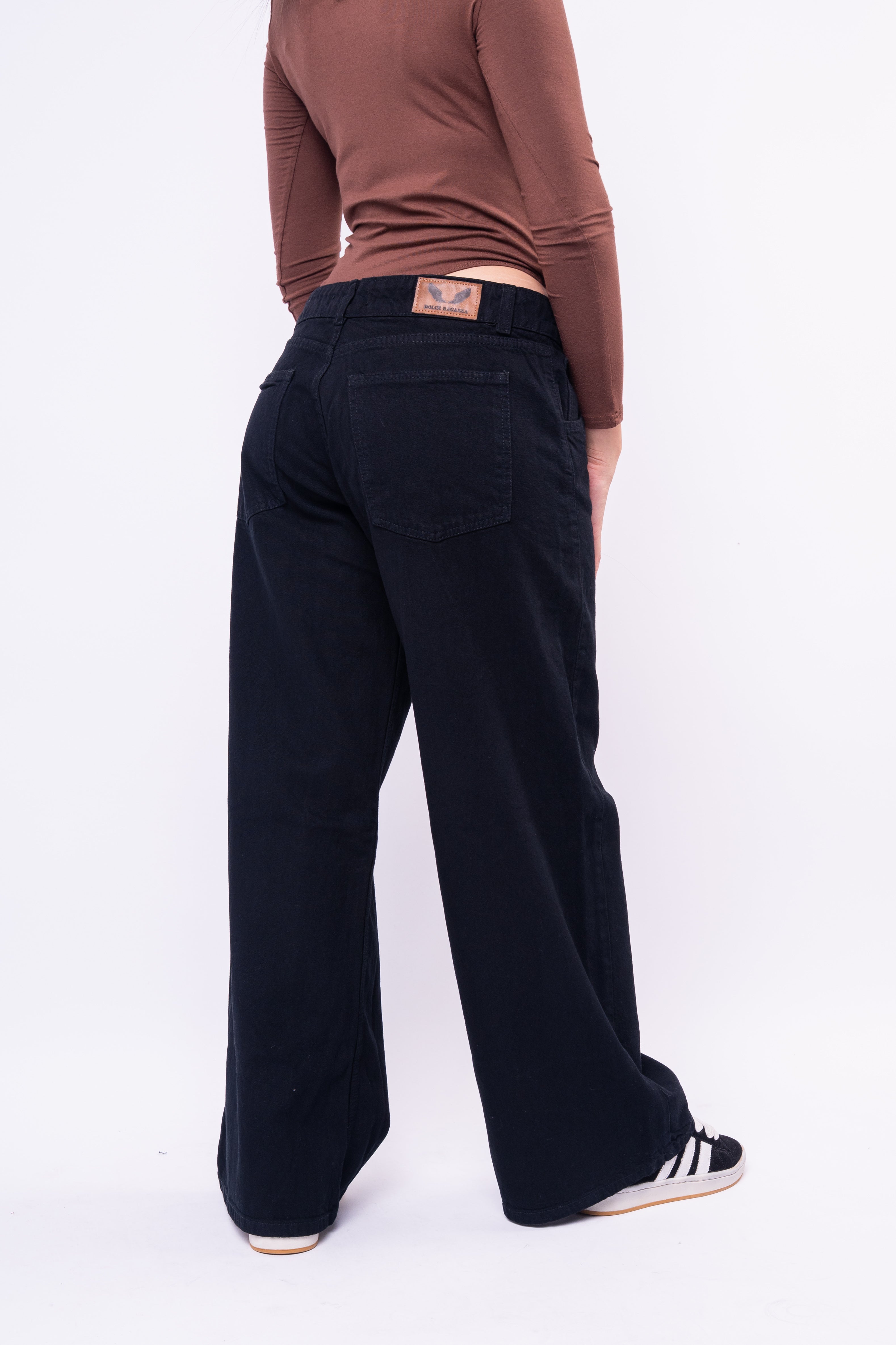 Wide Leg tiro Bajo Black